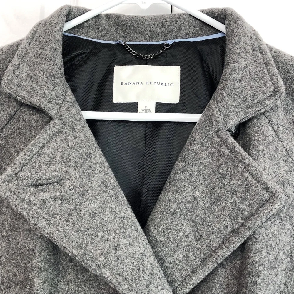 Banana Republic Preppy Gray Wool Blend Double Breasted Peacoat Small - Picture 3 of 16